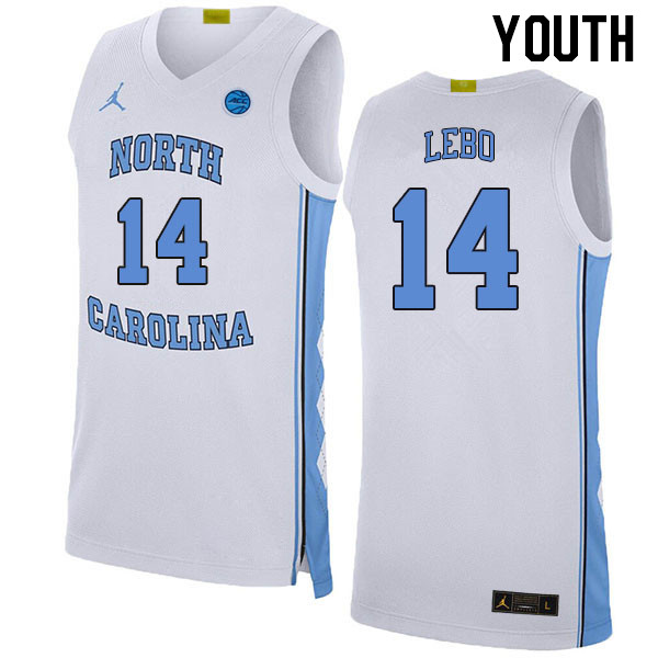 Youth #14 Creighton Lebo North Carolina Tar Heels College Basketball Jerseys Stitched Sale-White